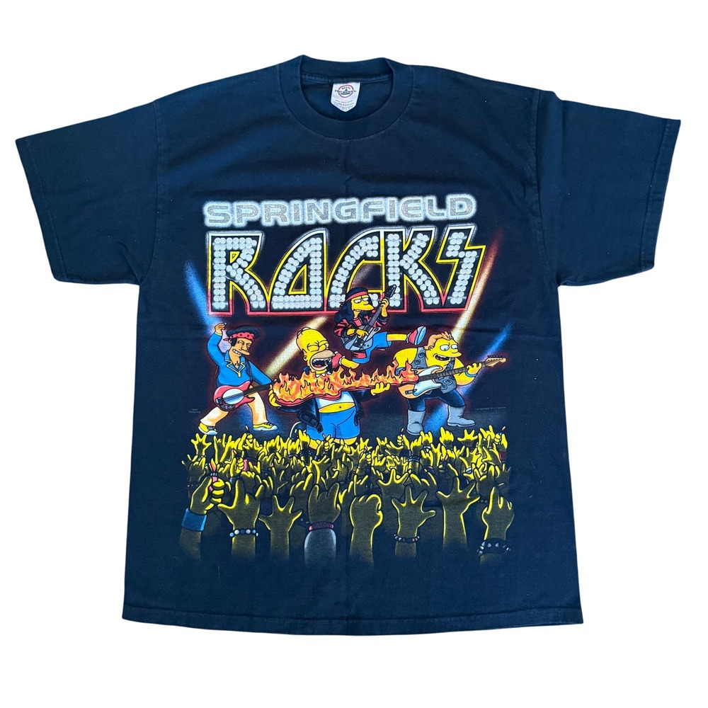 Simpsons Springfield Rocks Graphic T-Shirt Black Delta Pro Weight Mens Large